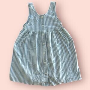 Vtg Guess 80s Cotton Sun Dress Striped Chambray Girls 10 Summer Lightweight Blue